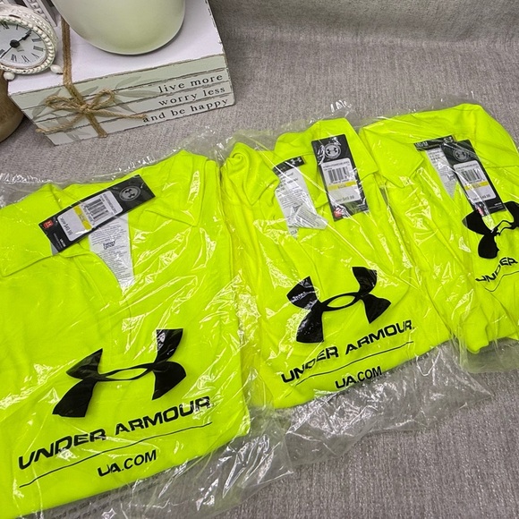 Under Armour Tops - 3 NWT Under Armour Women’s Medium Neon Yellow Polo Shirt Bundle (3)
